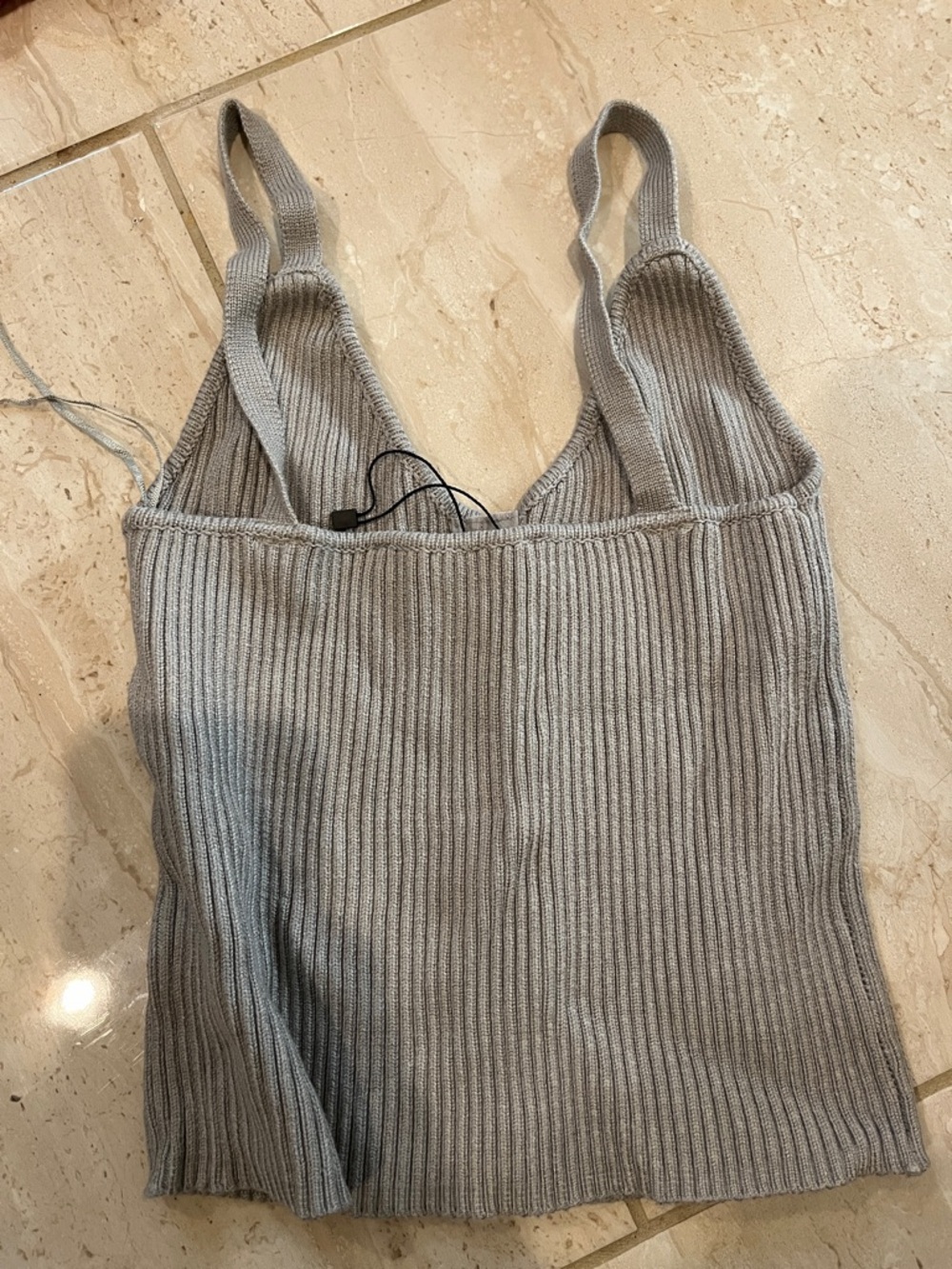 Zara Light Grey Ribbed Button-Front Camisole - Picture 3 of 6